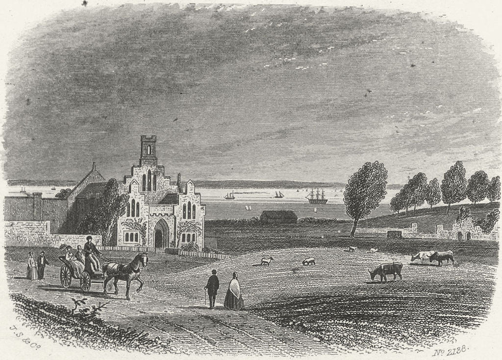 ISLE OF WIGHT. Quarr Abbey Ryde. IOW c1850 old antique vintage print picture